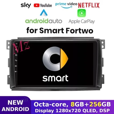 8+256GB AUTORADIO CAR TABLET ANDROID 14 STEREO 9'' CARPLAY PER SMART FORTWO 451 - Immagine 1 di 4