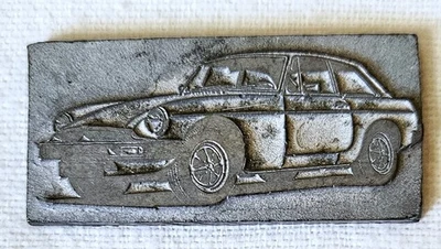 OLD VINTAGE ADVERTISING WOOD PRINTER BLOCK TOP ONLY / MGB GT SPORTS CAR - Image 1 of 2