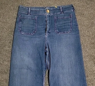 Maeve by Anthropologie The Colette 宽腿裁剪牛仔女式 32 蓝色 — 第 1/4 张图片