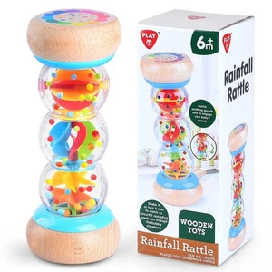 PLAY Rainmaker - 7 inch Wooden Rainbow Rain Stick Montessori Multi-colored - Picture 1 of 7