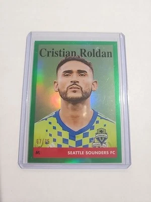 2023 Topps Chrome MLS #58T-1 Cristian Roldan 1958 Topps Green Refractor #/75 - Image 1 of 2