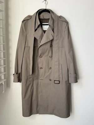 Casaco trench coat masculino vintage cáqui bronzeado removível forro com zíper 44 regular - Imagem 1 de 4