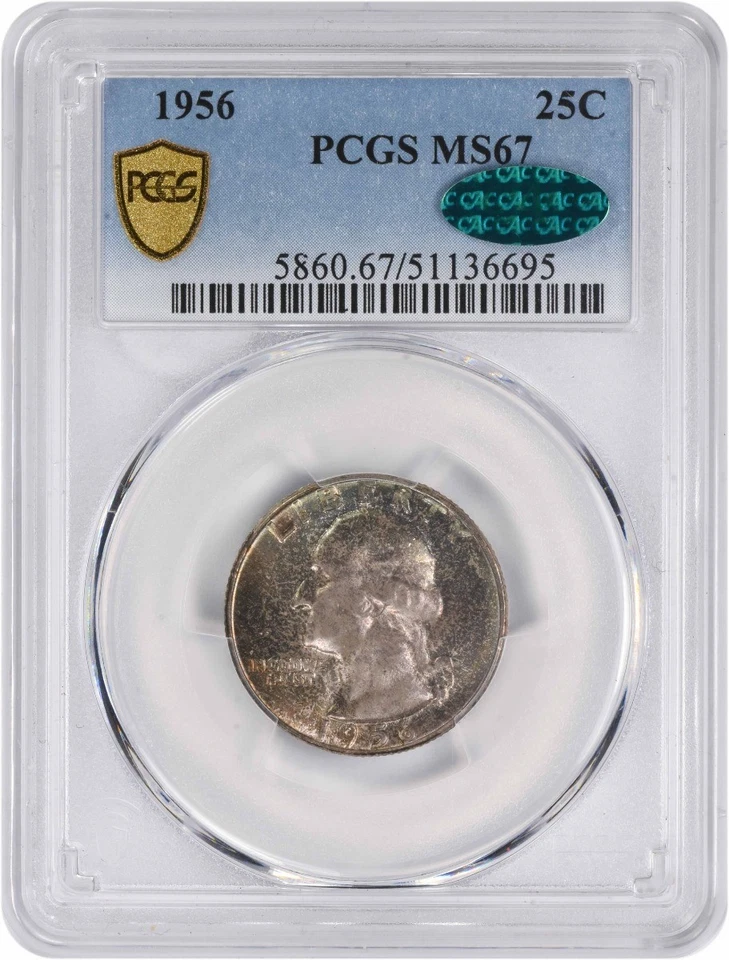 1956 Washington Silver Quarter MS67 PCGS (CAC) - Image 1 of 2