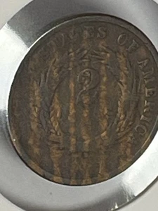1866 Two Cent Piece Striped Tape Toner Wow Super Cool Civil War - Picture 1 of 9