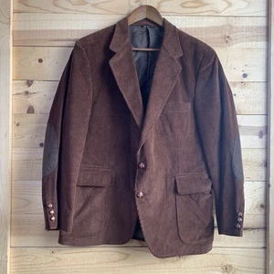 Johnny Carson Vintage 70’s Sports Coat Jacket Brown Corduroy Elbow Patches 42S - Picture 1 of 5