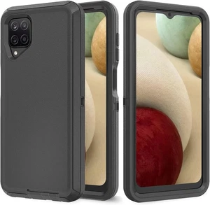 For Samsung Galaxy A12 Case Shockproof Defender Rugged Protective Cover Black - Picture 1 of 3