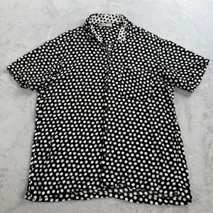 Kenny Flowers Shirt Mens Large Black Polka Dot Hawaiian Organic Rayon Button Up - Picture 1 of 11