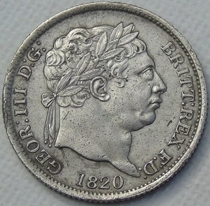 1820 George III Silver Shilling cleaned, S3790, 19thC Milled Coin, 24mm 5.56g - Picture 1 of 2