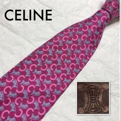 CELINE Genuino Usado Seda Para Hombres Corbata Corbata Vestido Clásico Lujo Multicolor #55 Foto 1 de 4