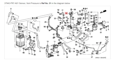 Sensor NSX HONDA ACURA GENUINO OEM, filtro de combustible de presión de ventilación ☆ 37942-PR7-A01 Foto 1 de 2