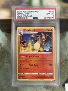 Pokemon TCG Charizard Reverse Holo Vivid Spannung 025/185 2022 PSA 10 EDELSTEINE NEUWERTIG 🙂 - Bild 1 von 2