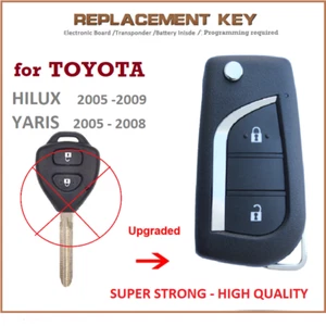Transponder Remote Flip Car Key x1 Suitable for Toyota HILUX YARIS 2005-2009 - Picture 1 of 12