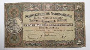 Switzerland banknote 5 Francs 1947, seria 31M - Picture 1 of 3