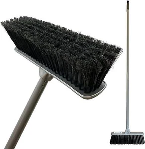Silver Indoor Soft Sweeping Brush Head and Handle Kitchen Broom Floor Sweeper - Picture 1 of 12