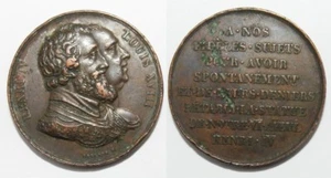Médaille en bronze Henry IV et Louis XVIII a nos fideles sujets ( 056 ) - Bild 1 von 1