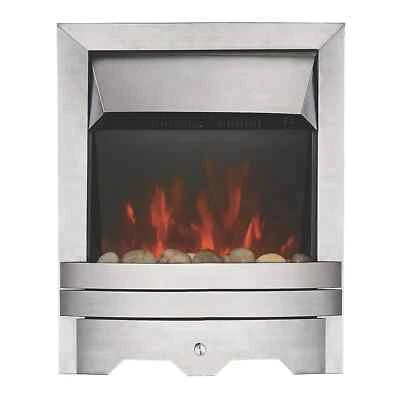 Focal Point Lulworth 2kW Brushed metal effect Inset Electric Fire (H)555mm (W)39 - Image 1 of 4