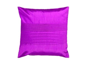 2 PC Magenta 26x26 Satin Tuxedo Pleats Cushion Cover - Picture 1 of 4