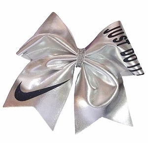 JUST DO IT! Nike Swoosh Silver Mystique Spandex Cheer Hair Bow  - Picture 1 of 1