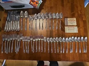 50 Pc 1950 DAFFODIL Silverplated SERVICE FOR 8 with EXTRAS!! 1847 Rogers Bros - Picture 1 of 8