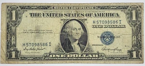 1935 E US 1 Dollar Silver Certificate Banknote - Blue Seal; No Motto - P#416D2e - Picture 1 of 7