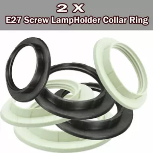 2 Pack Black or White E27 / E14 Bulb Light Holder Collar Ring for Lamp Holders - Picture 1 of 15