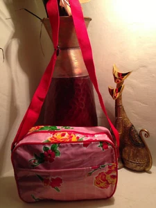 Girls Floral Lunchbox Height 7.5" Depth 3.5" Length 11" Adjustable 17" Strap - Picture 1 of 8