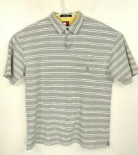 Tommy Hilfiger Mens Gray Striped Cotton Shirt Polo Large 2000