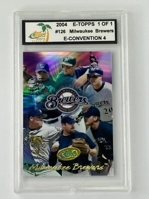 TARJETA DEL EQUIPO MILWAUKEE BREWERS 1/1 2004 E-TOPPS REFRACTOR CONVENTION CARCASA Foto 1 de 2