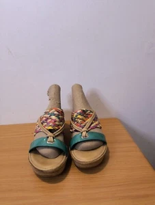 Lotus size 6 (36.5) multicoloured leather slip on mule wedge heeled sandals - Picture 1 of 7