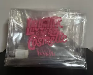 X10 Benefit ""Lachen ist beste Kosmetik"" Reisegeschenk weiche Plastiktüte klar/pink - Bild 1 von 2