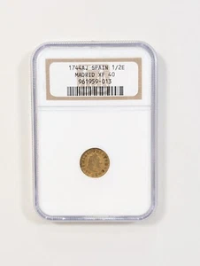 1744 JA Madrid Spanien 1/2 Escudo Goldmünze NGC XF40 🪙 - Bild 1 von 4