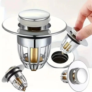 Universal Bathroom Sink Stopper Drain Filter Wash Basin Core Bounce Pop Up Plug - Picture 1 of 7
