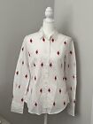 Jcrew New Without Tag Womens White W Red Pattern Button Down Shirt Size 4