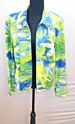 CHAQUETA JOSEPH RIBKOFF MUJER 16 AMARILLO AZUL VERDE ESTAMPADO ABSTRACTO Foto 1 de 4