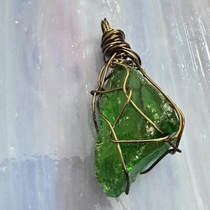 Pendant Necklace Colorful Beach Sea Glass Wire Wrapped Handmade 3035 P - Picture 1 of 7