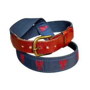 Cinturón de langosta de cuero de colección para hombre talla 38 Preppy Club Web Essex hebilla de latón - Imagen 1 de 13