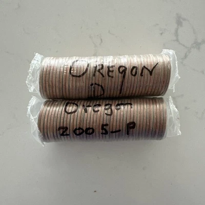 2005 US Mint Oregon State Quarter D & P, (2) $10 Rolls, Unopened - Image 1 of 3