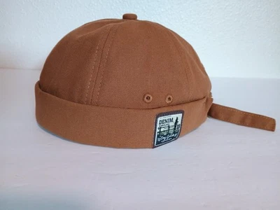 Denim Supplies Dry Goods Skull Cap Sailor Hat Adjustable Brown Canvas Biker - Image 1 of 4