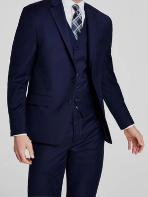 Michael Kors Men's Blue Solid Wool Jacket Pants 2-Piece Suit Size 40R 34W 30L - Image 1 of 4