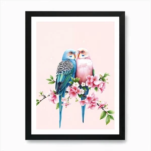 Couple Of Parrots 1 Art Print Frame Framed Wall Art Poster Canvas Print Picture - Picture 1 of 4