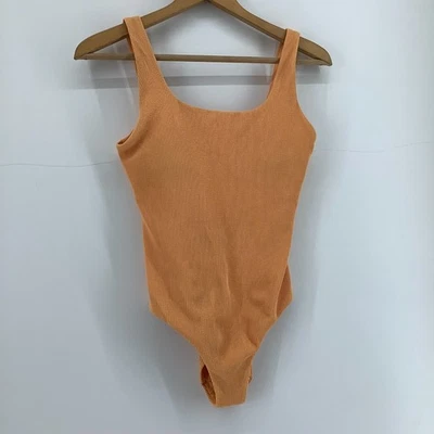 F&F Textured Ribbed Swimsuit Orange V Back Holiday Beachwear size 12 - Image 1 of 4