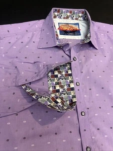 Robert Graham lila geometrisch abstrakt Langarm Flip Cuff Herren XL Hemd - Bild 1 von 11