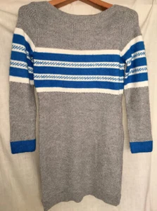 New with tag GAP Sweater Dress size XXS kids XL - XXL blue white pull-over knit - Picture 1 of 8