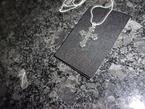 VERSILBERTE KREUZ HALSKETTE - NEU - 1" KREUZ - - Bild 1 von 4