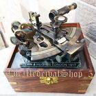 Nautical Astrolabe Glasstop Brass Collectible Sextant Maritime Antique Wood Box