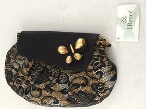J Renee Black Topaz Butterfly Ornament Fabric Clutch - Picture 1 of 5