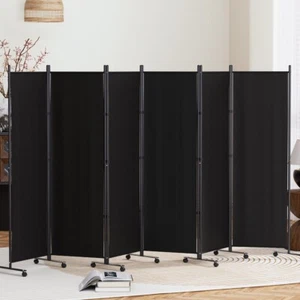 Artiss Room Divider Screen 6 Panel Partition Privacy Fold Fabric Wheels Black - Picture 1 of 7