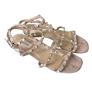 VALENTINO GARAVANI Size 39 Rockstud Flat Blush Leather Sandals RRP $1570 - Bild 1 von 13