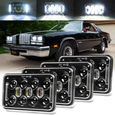 DOT 4PCS 4x6" LED Headlights DRL For Oldsmobil-e Cutlass Calais/Ciera/Cruiser 98 - Image 1 of 4
