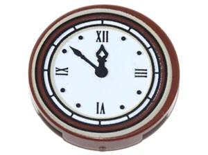 LEGO Clock w/ Roman Numerals Printed 2x2 Tile Round Reddish Brown NEW - Picture 1 of 1